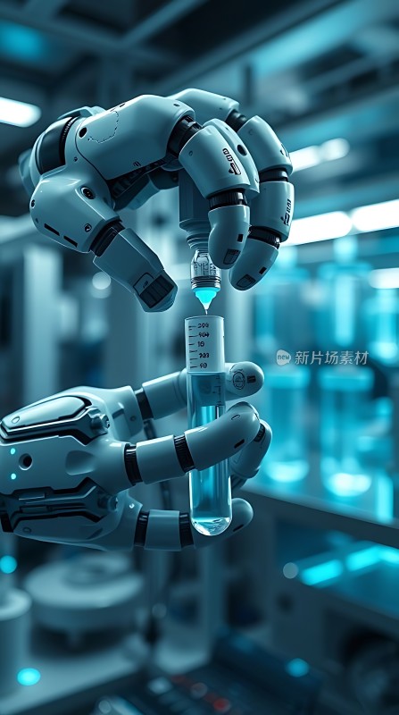 机器人操作试管未来科技感十足