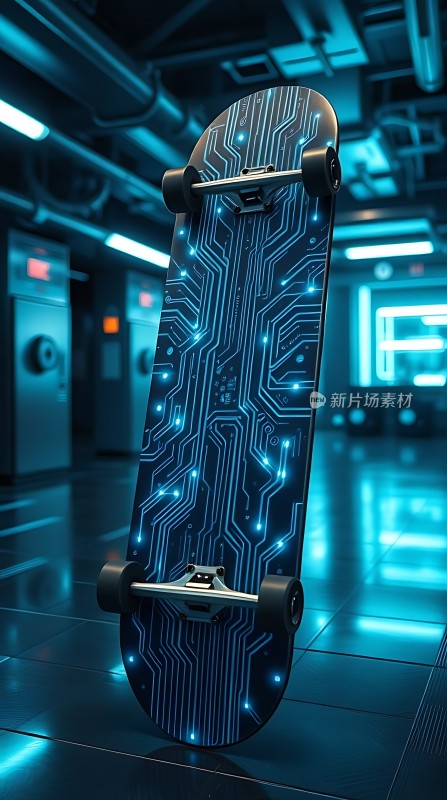 科技感滑板未来主义风格