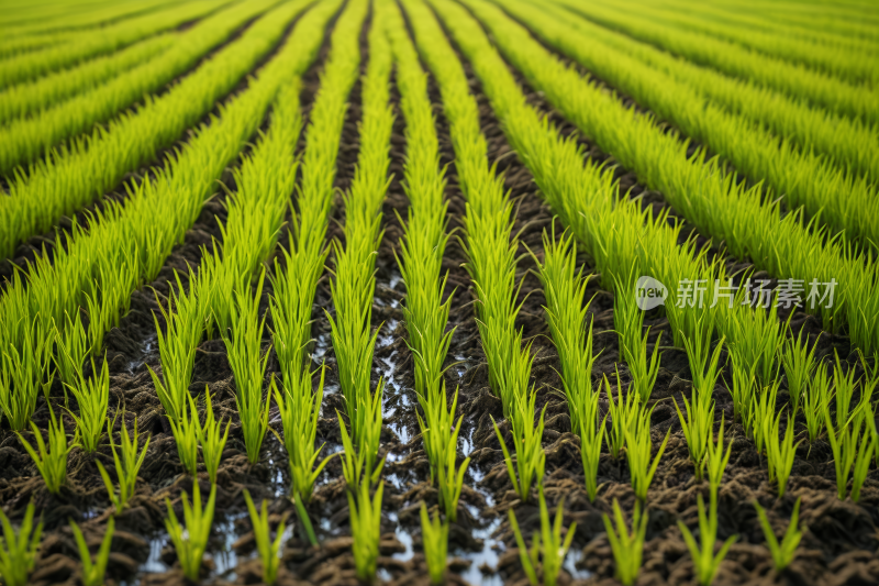 一片绿草地和一滩水特写高清图片