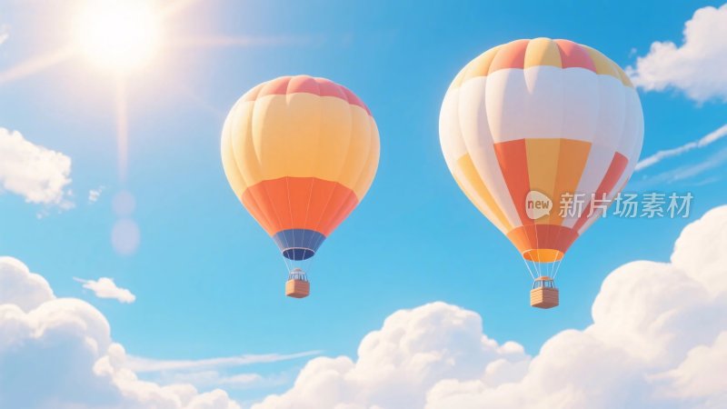 热气球蓝天插画