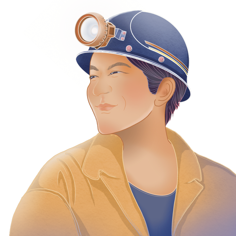 免抠人物头戴探照灯安全帽的工人笑脸