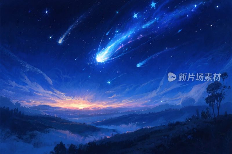 梦幻星空风景插画