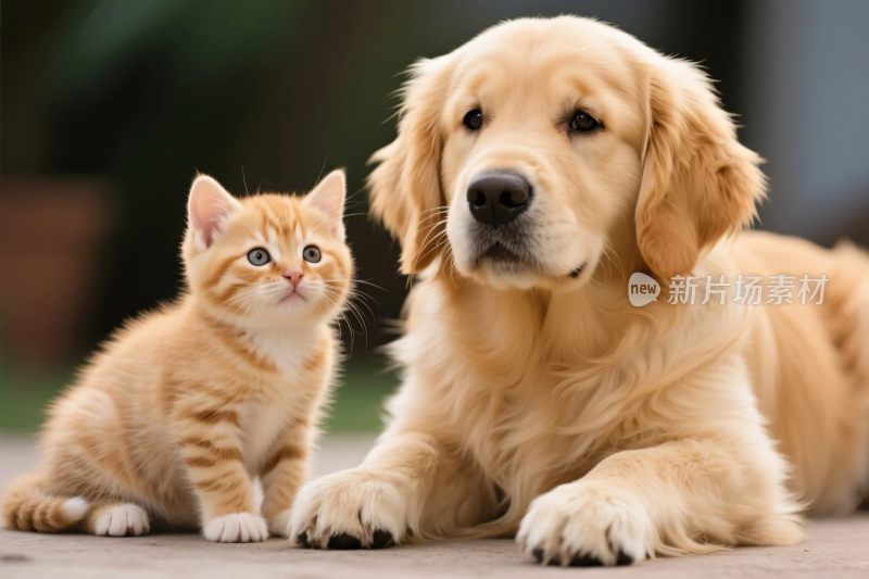 小狗与小猫温馨互动