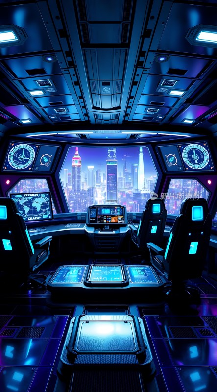 未来城市飞船驾驶舱