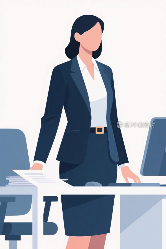 职场女性办公插画