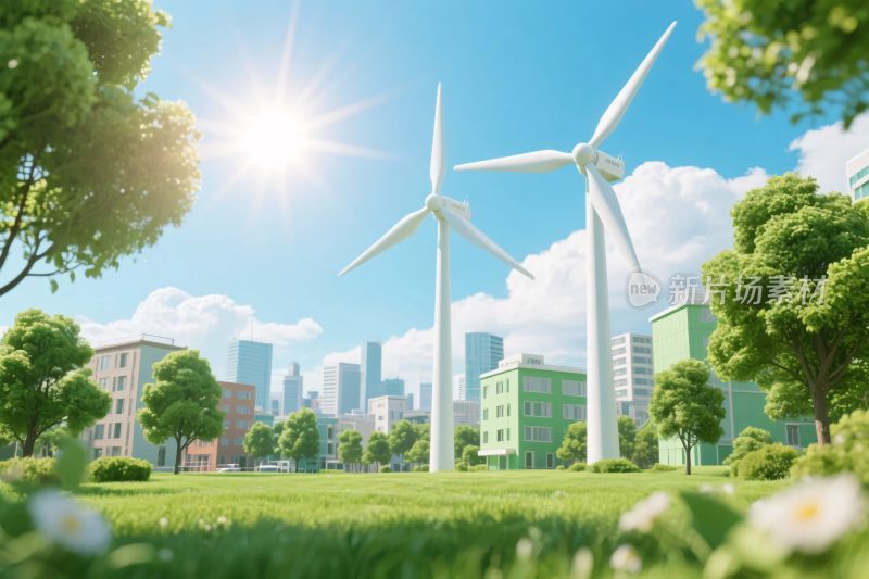 环保能源风景插画