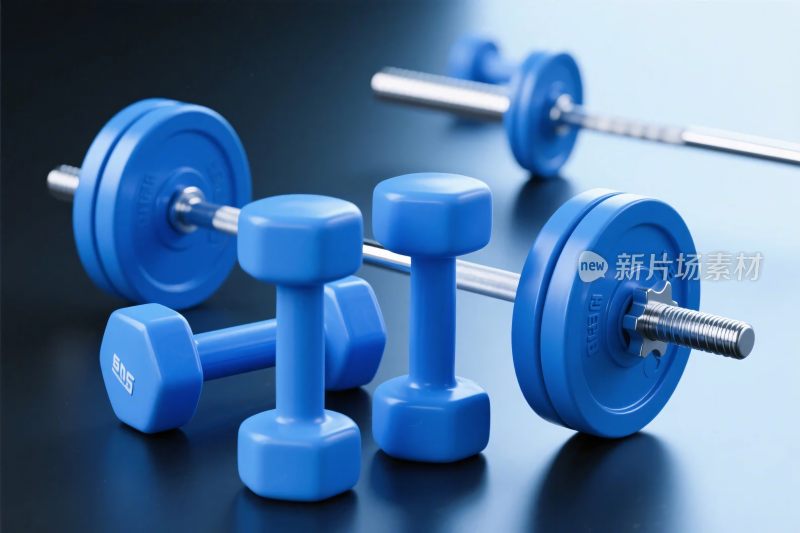 蓝色健身器材展示
