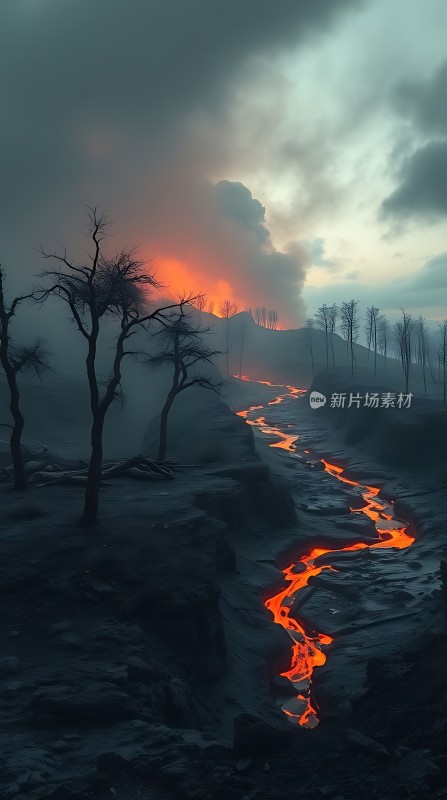 熔岩流淌的山谷