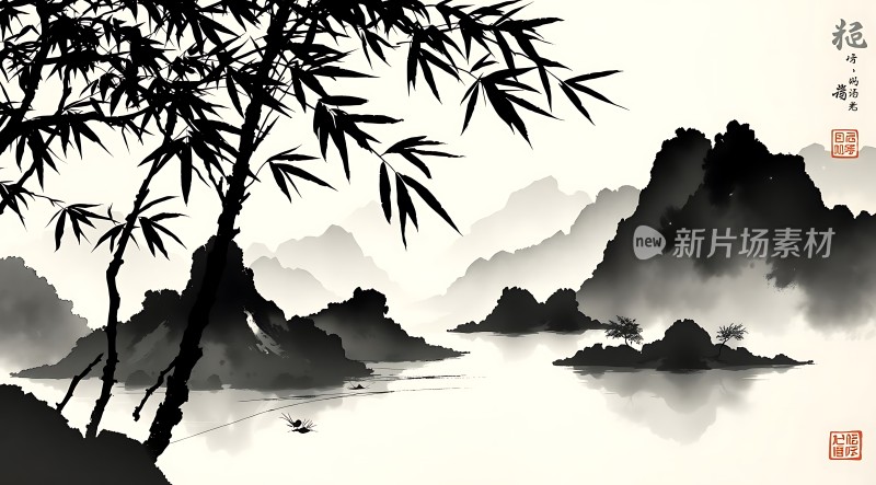 水墨山水新片场素材