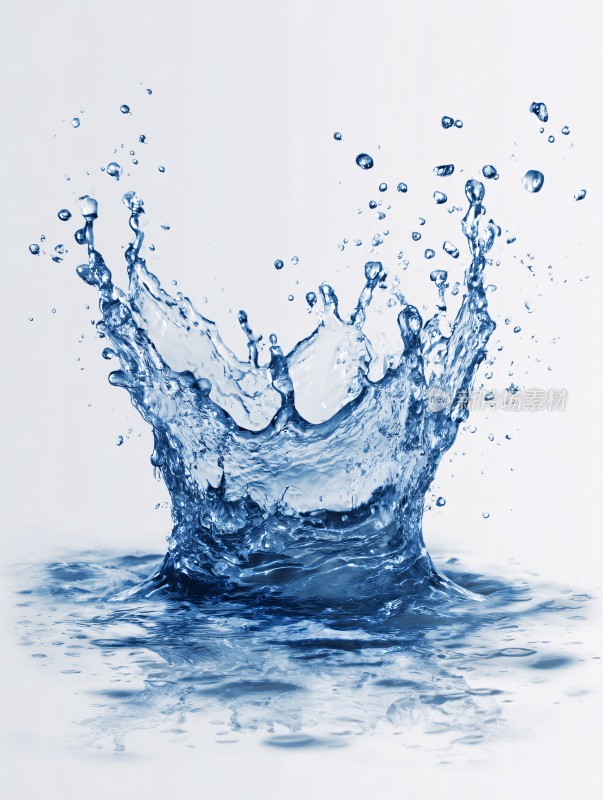 蓝色水花飞溅瞬间