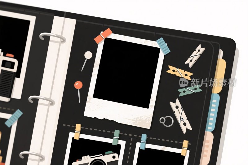 装饰有照片的黑色相册