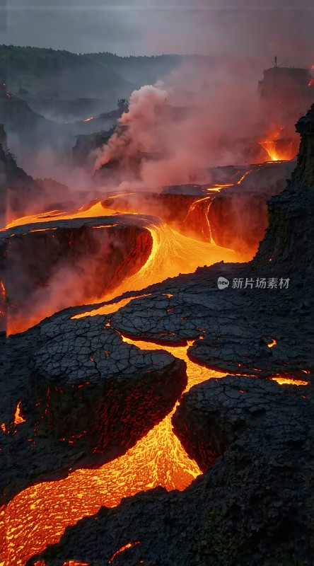 熔岩流淌的山谷