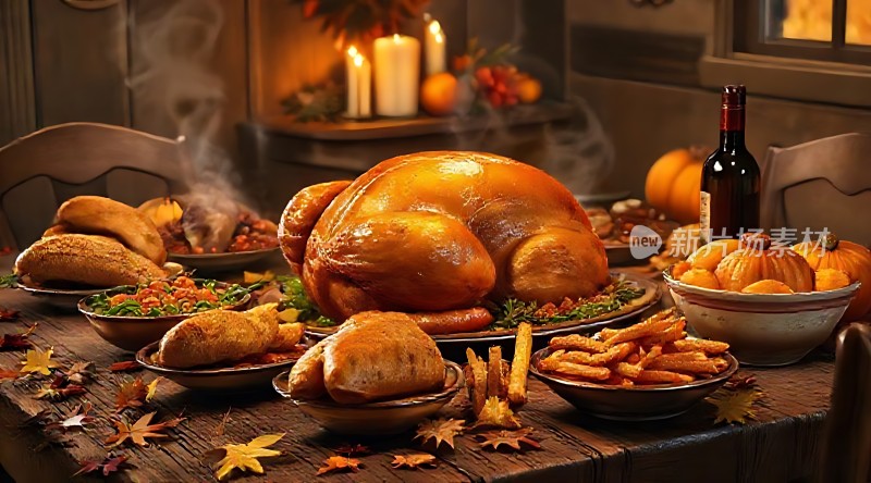 感恩节丰盛晚餐大餐美食