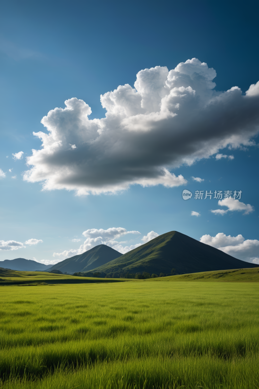 一片绿草如茵的田野高清风景摄影图片