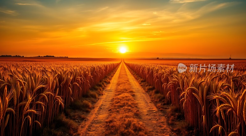 金色麦田日落时分