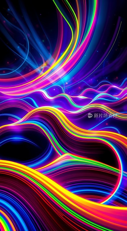 多彩光轨交织霓虹色彩闪耀