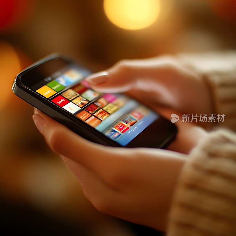 手机屏幕上的彩色方块应用界面