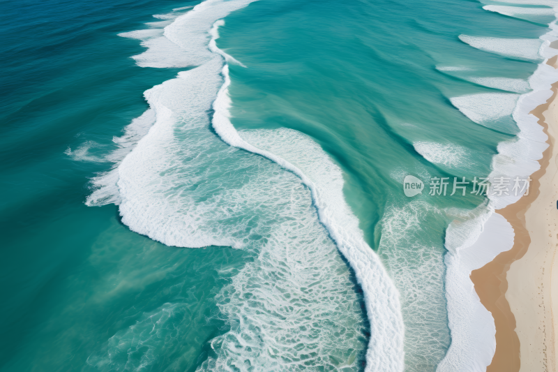 海滩鸟瞰图海浪拍打着海岸高清风景风光图片