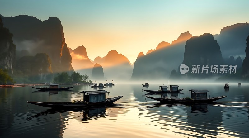 晨光中的山水画卷