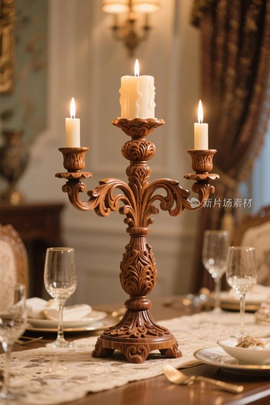 复古餐桌烛台场景