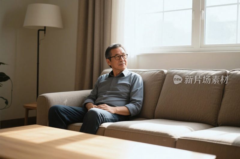 老人坐在沙发上