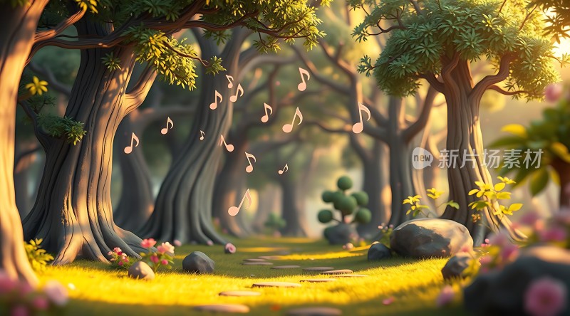 阳光下的音乐森林