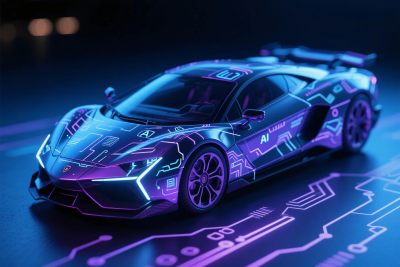 霓虹科技跑车插画 霓虹科技跑车插画