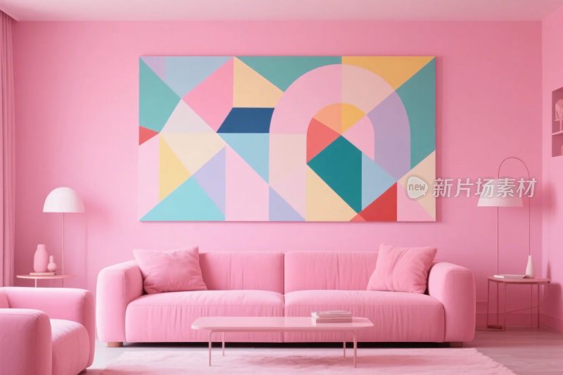 粉色室内装饰画场景