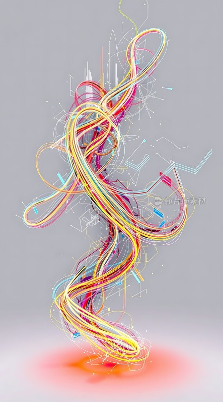 五彩斑斓线条交织的艺术画卷