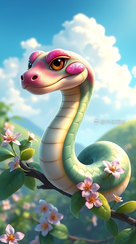 春日花丛中的梦幻蛇