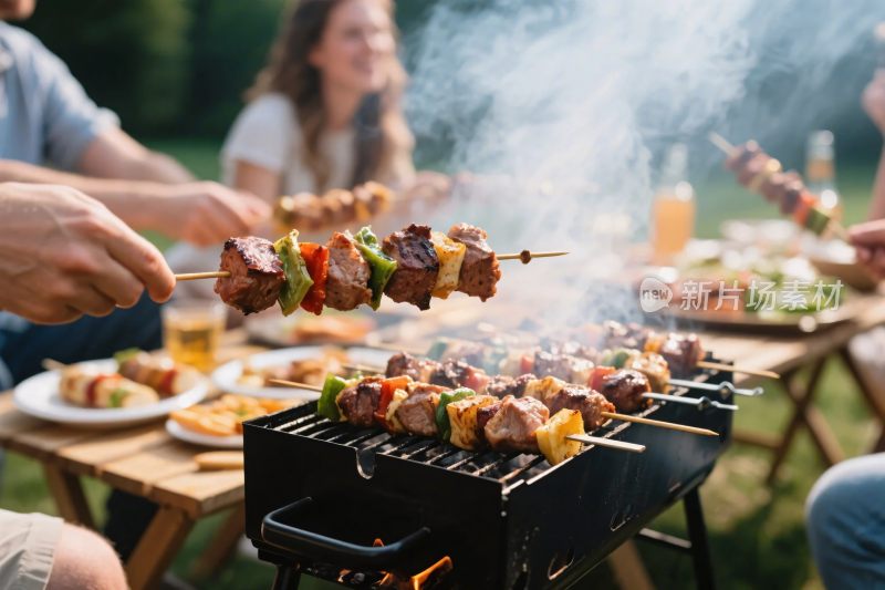 户外烧烤聚会场景