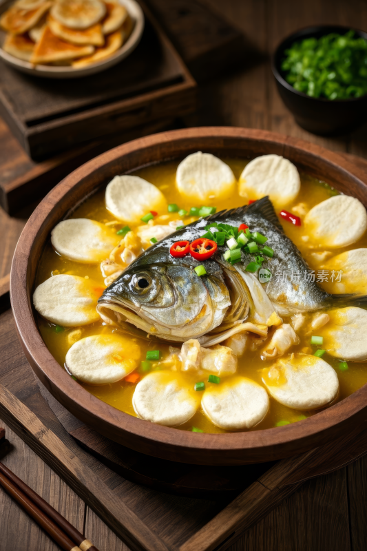 鱼头泡饼中国传统经典美食中式家常美味食物