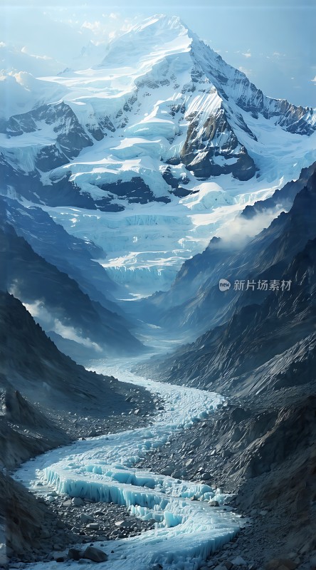 冰川之谷雪山与冰河的壮丽画卷