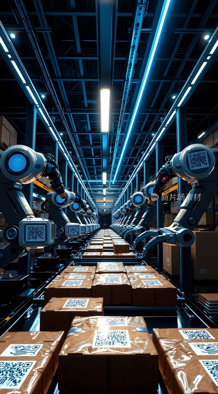 智能物流中心机器人与传送带协同工作