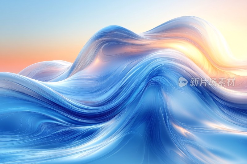 梦幻蓝色流体波浪画面