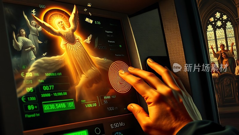 天使与科技融合的现代艺术作品