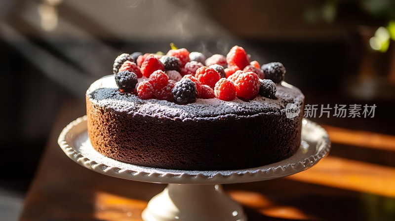 巧克力蛋糕配新鲜浆果