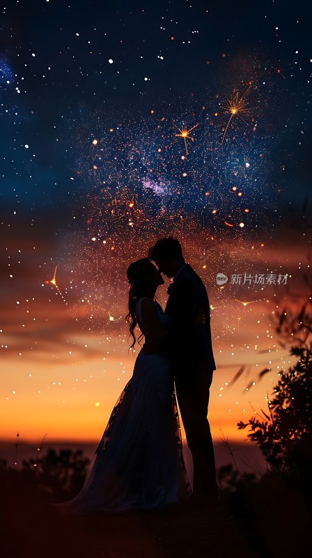 星空下的浪漫拥吻