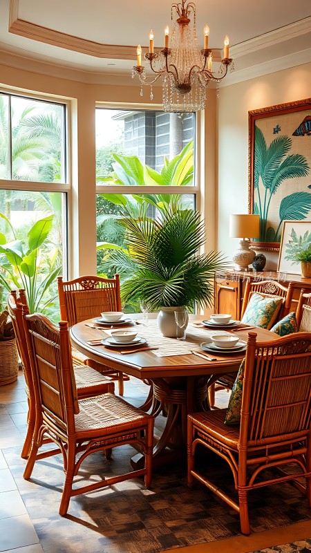 阳光下的热带风情餐厅