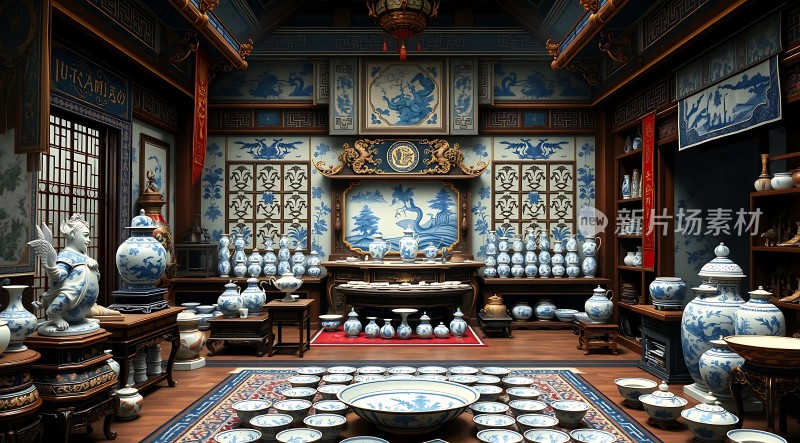 青花瓷韵古董瓷器陈列室