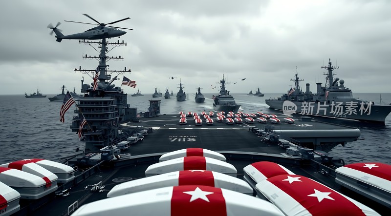 新片场景素材航母编队航行