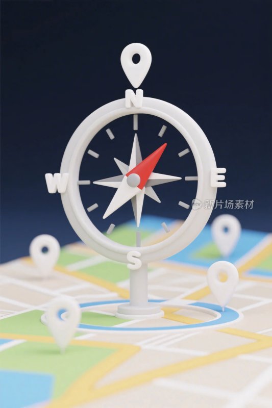 指南针与地图插画