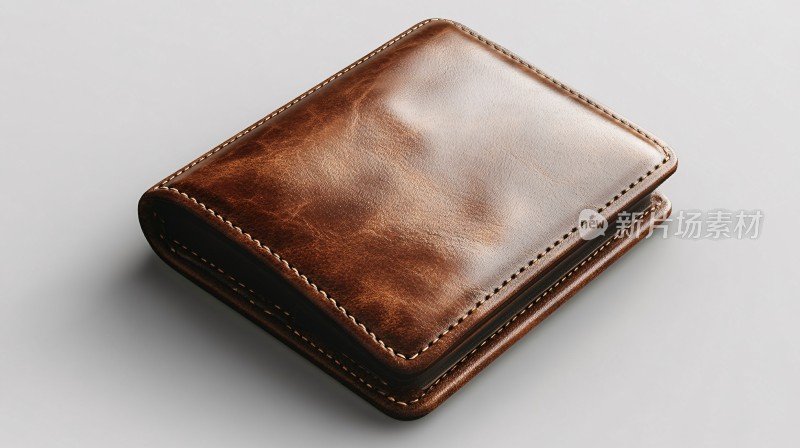 棕色真皮钱包特写