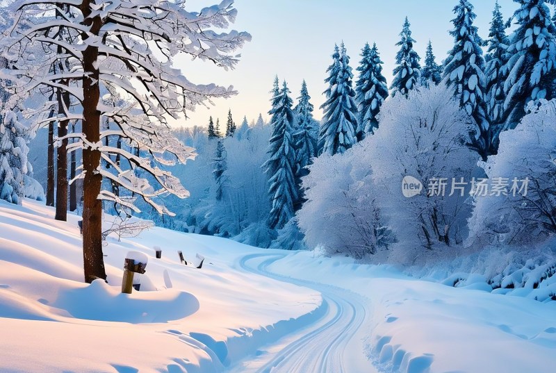 冬天冰雪天空自然风景