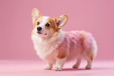 柯基犬粉色背景插画 柯基犬粉色背景插画