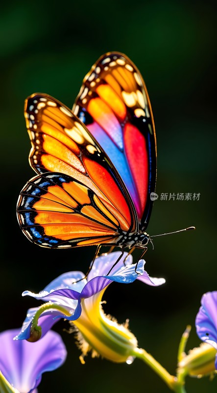 蝴蝶翩翩起舞于紫色花间