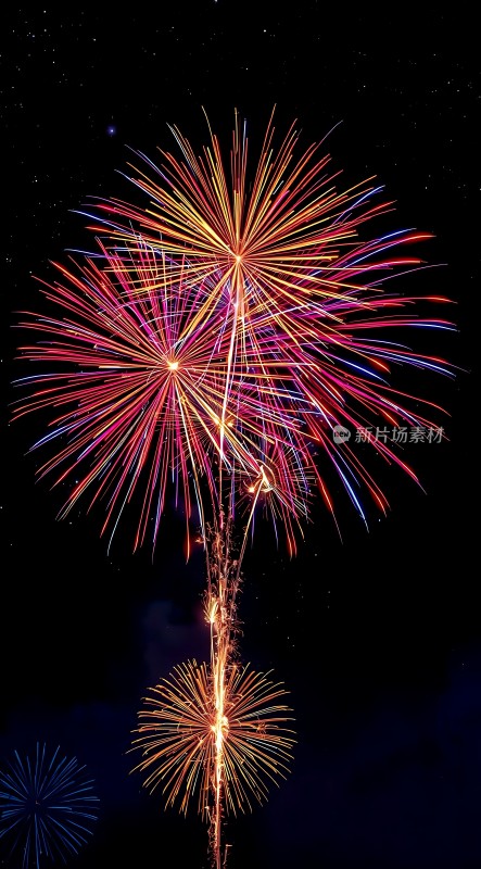 夜空烟花绽放色彩斑斓璀璨夺目