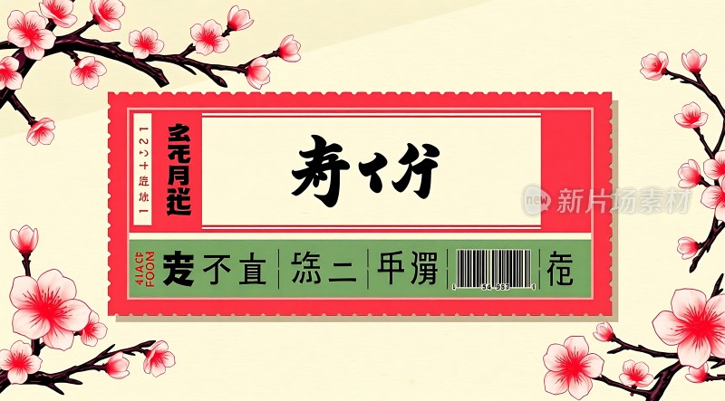 寿司标签设计樱花环绕色彩鲜明