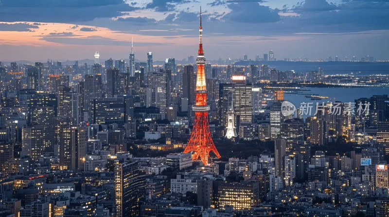 冬夜东京铁塔都市建筑旅游夜景摄影