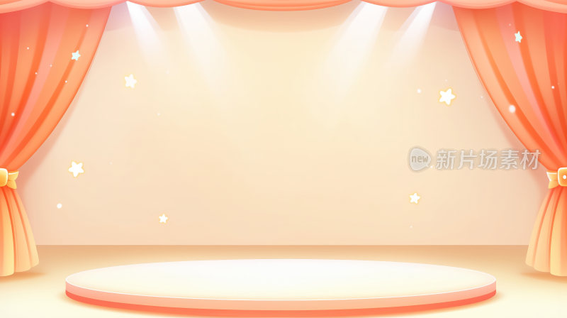 聚光灯下的橙色舞台背景